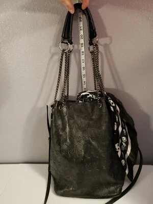 Skull Bucket Handbag With Skull Scarf & Silver Hardware - Image 1 of 4