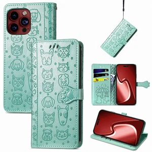 For Various Phone Cute Dog Cat Leather Wallet Case Card Flip Stand Cartoon Cover - Picture 1 of 14