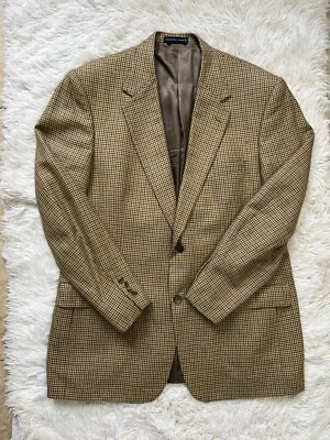 Roundtree & Yorke Houndstooth Blazer Sports Coat Wool Linen & Silk Blend SZ 44L - Image 1 of 4