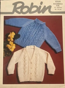 Vintage Robin Baby Kinder Strickjacken DK STRICKMUSTER 13335 - 17-20" - Bild 1 von 2