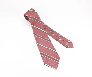 1950s Superba Tie Mad Men Era Mid Century Modern Skinny Red, Gray & White Dacron - Picture 1 of 6
