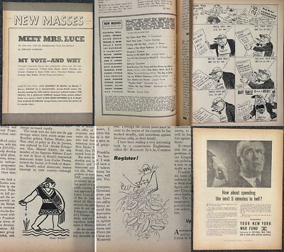 POLITICS New Masses Oct 3 1944 ELECTION INTEGRITY WWII E Ambler Gropper Leftist Foto 1 de 4