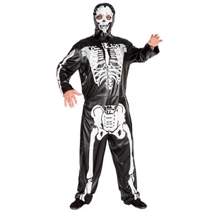 Men’s Costume Skeleton Halloween Fancy Dress Outfit Adult Death Bones Mask - Picture 1 of 7