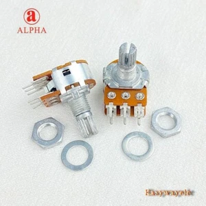 2×16mm Alpha W100K 100K W Taper Dual Gang Potentiometer 15mm Knurled Shaft - Picture 1 of 5