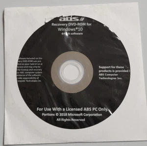 ABS Recovery DVD Windows 10 (2018) Brand New Factory Sealed Reinstallation Disc - Photo 1/3