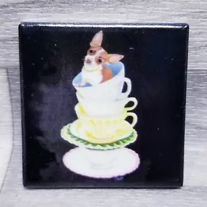 Teacup Chihuahua Ceramic Magnet Painting Painted Art Decor Dog Puppy - Picture 1 of 2