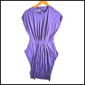 Jil Sander Purple Dress Tulip Pleated Made in Italy Designer Womens L Large - Picture 1 of 8