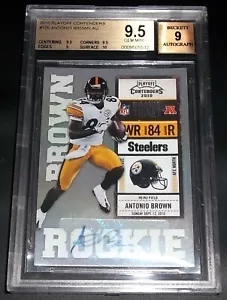 BGS 9.5 9 Autografo Rc Antonio Brown Auto 2010 Playoff Contenders Rookie Firmato - Foto 1 di 2