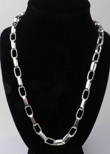 Vintage italienische Sterlingsilber 22 Zoll lang 66 g quadratisch Büroklammer Kette Halskette - Bild 1 von 7