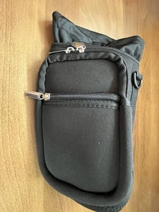 Water Bottle Carrier Bag With Pocket .Black - Picture 1 of 8