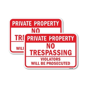Private Property No Trespassing Violators Prose Heavy Gauge Metal Parking Sign - Picture 1 of 10