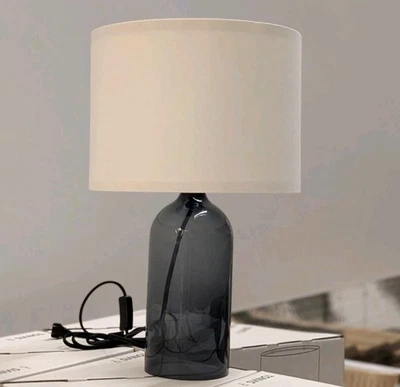 Lámpara de Mesa Ikea Tonvis Vidrio Ahumado/Blanco 20" (52 cm) Lino Lo último Nuevo  Foto 1 de 4