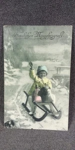 1918 WWI APO 761 Weihnachten 31. Dezember AEF Schneeschlitten antike Postkarte E60 - Bild 1 von 2