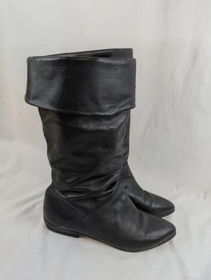 Botas de Cuero Negras Vintage Pull On Slouch Cuero Talla 11 M Uraguay 143959 Foto 1 de 4