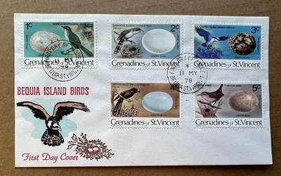 1978 年贝基亚岛鸟类和蛋 FDC • 圣文森特格林纳丁斯 • 全套 — 第 1/4 张图片