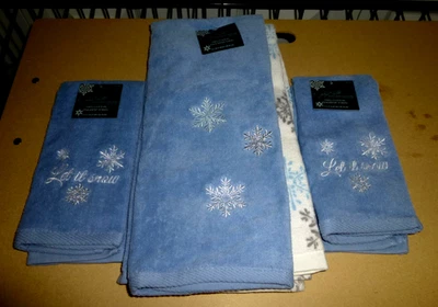 CHRISTMAS LET IT SNOW HAND TOWEL AND FINGERTIP TOWEL SET OF 4 - Image 1 of 4