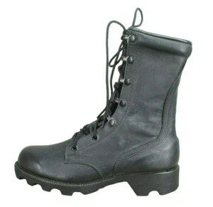 Unbranded Mens Black Leather Lace Up Round Toe Ankle Combat Boots Size 6 - Picture 1 of 9