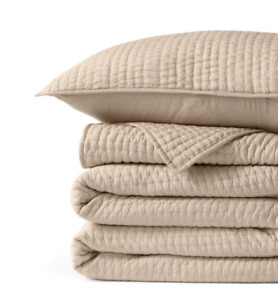 Reversible Cotton Quilt Sand Color Light Weight Soft Cotton Kantha Blanket AH#81
