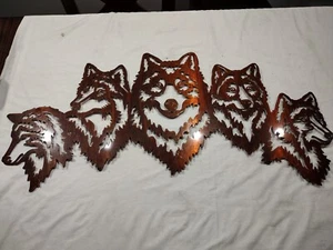 Wolf Pack South West American Indian solid Metal Wall Sculpture 36" X 15 1/2" KD - Picture 1 of 6