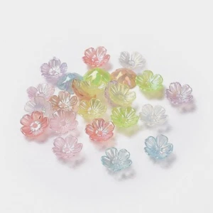 Small Plastic Flower Beads Mixed Pastel Colours 10mm Diameter 100pcs - Picture 1 of 6