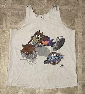 Vintage 1996 Looney Tunes Taz X NBA Utah Jazz Tank Top Basketball Size L - Picture 1 of 7
