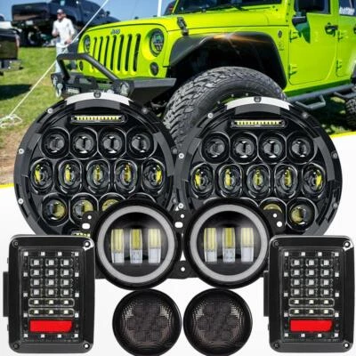 For Jeep Wrangler 07-18 JK 7" LED Headlight Tail Light Fog&Turn Light Combo Kit - Image 1 of 4