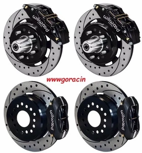 WILWOOD DISC BRAKE KIT,1955-57 CHEVY,12" DRILLED ROTORS,6/4 PISTON Black CALIPER - Picture 1 of 4