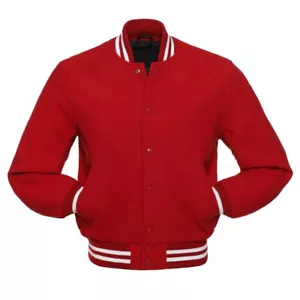 Christmas Red Lettermen Jacket Red Varsity Jacket Red Wool Lettermen Jacke - Bild 1 von 4