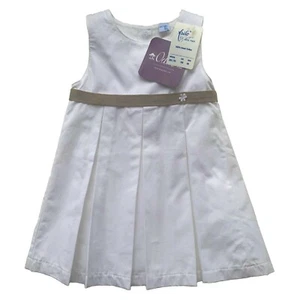 Vestido Frilo Babydoll Niñas Talla 3M Blanco Plisado Mejor Algodón Gris Cinta - Imagen 1 de 8