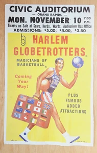 Vintage 1973 Original Harlem Globetrotters Basketball Team Poster Grand Rapids - Bild 1 von 3