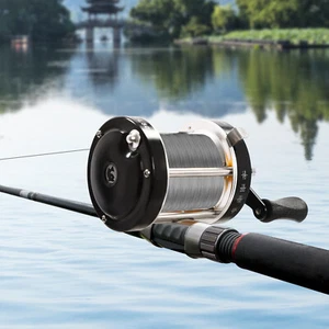 Black 50# Round Baitcasting Reel Conventional Reel For Catfish, Right Hand New - Picture 1 of 18