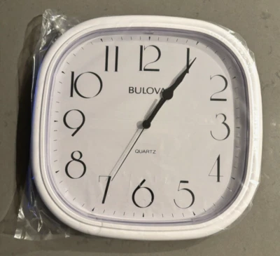 Bulova Quartz Wall Clock Square Round White in 9 3/4" Diameter NIB - Image 1 of 4