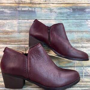 Naturalizer Zarie Womens Maroon Leather Ankle Boot Size 10N Zip Up Bootie Shoe