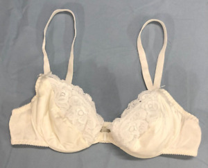 VTG VANITY FAIR Lightly-Padded NYLON Front Closer FLORAL LACE Underwire BRA 34B