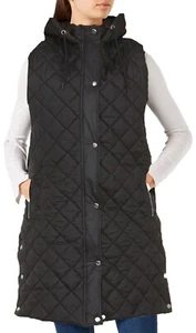 Chaleco largo acolchado con diamantes talla 12 sin mangas calentador de cuerpo con cremallera abrigo con capucha - Imagen 1 de 6