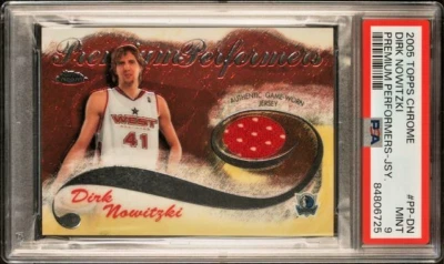 2005 Topps Chrome #PP-DN Dirk Nowitzki HOF Game Used Patch /400 PSA 9 Mint POP 1 - Image 1 of 4