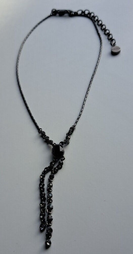 Collana Givenchy Gun Metallo Nero Strass Regolabile a Y