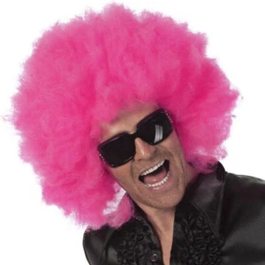 PINKE LOCKEN PERÜCKE / Karneval 60er 70er Jahre Hippie Flower Power Kostüm Party - Bild 1 von 2