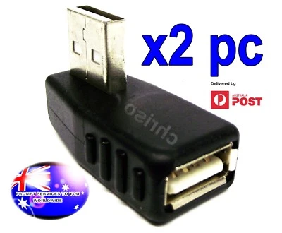 From OZ Quality 2PC Right Angle USB 2.0 Female to USB Male Adapter Connector +FP - Image 1 of 4
