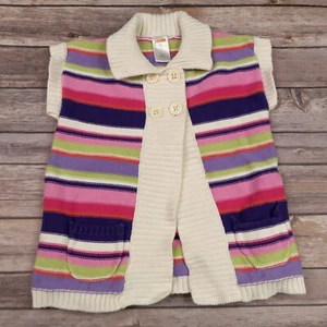 Gymboree Stylish Corgi 5T Bright Striped Cardigan Sweater Vest Purple Pink - Picture 1 of 5