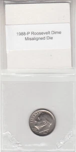 1988-P Roosevelt Dime Desalineado Die Off Centro Anverso Error Variedad - Imagen 1 de 2