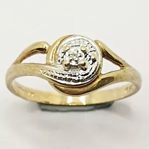 9ct Diamond Solitaire Engagement Ring Yellow Gold Split Twist Shoulder Size L - Picture 1 of 24