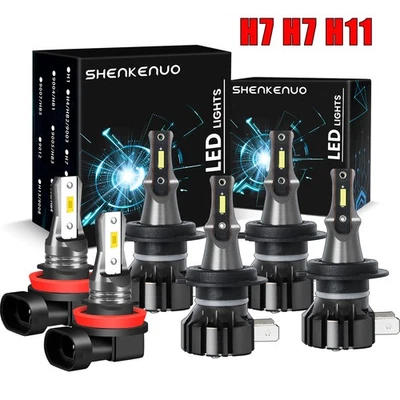 Faro LED 6000K haz alto bajo + bombillas antiniebla para BMW 528i 2008-2016 6 piezas Foto 1 de 4