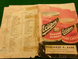 Eclipse baking powder Elizabeth Tate cook book Western Pure Foods Winnipeg #DP - Picture 1 of 3