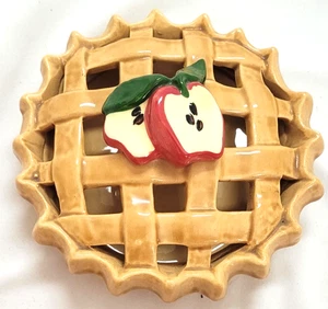 Keramik Apfelkuchen Form 2 Stück Schale mit passender Oberseite Dekor Schmuck Potpourri - Bild 1 von 6