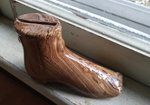 1840er SELTENE GEKRODELTE KERAMIK ACHATGESCHIRR STIEFELSCHUH MÜNZBANK ROTWARE SCHÖN - Bild 1 von 11