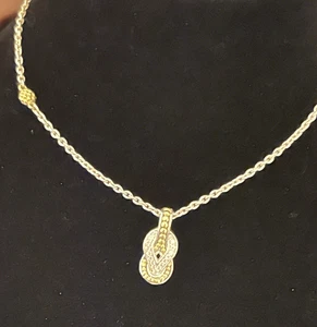 Lagos Two Tone Knot Diamonds Newport Pendant 18k Gold Silver Necklace New $850 - Picture 1 of 22