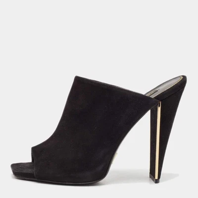 Mules Louis Vuitton de gamuza negra con tacón ancho talla 395 Foto 1 de 4