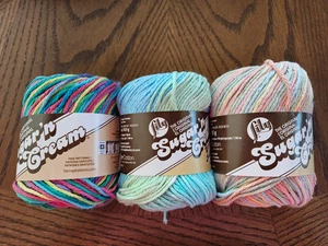 Lily Sugar 'n Cream Cotton yarn Color Psychedelic Country Stripes Buttercream - Picture 1 of 3