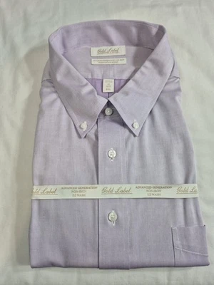 Roundtree & Yorke Gold Label Lilac Dobby Mens Dress Shirt Size 20 34-35 Big (04) - Image 1 of 4